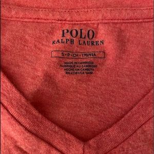 V-neck shirt. Pink. Nice pink.